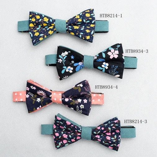 Hot Sale Colorful Floral Reversible Cotton Bow Tie
