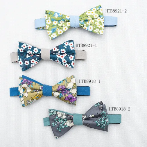 Hot Sale Colorful Floral Reversible Cotton Bow Tie