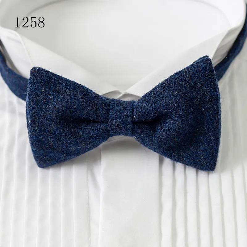 navy wool bow tie