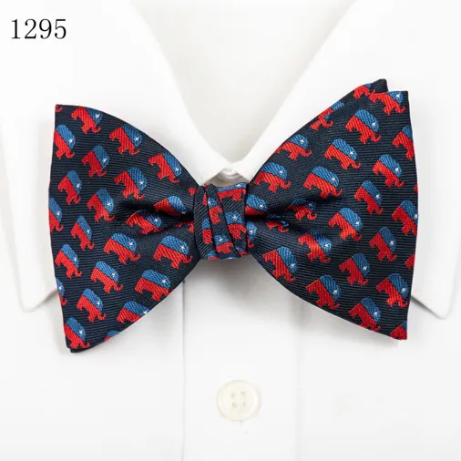 Wholesale woven polyester floral bow tie vegetable fruit cheap bow tie animal bowtie