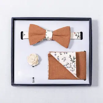 Wholesale Plain Color With Floral Bow Tie Sets For Men