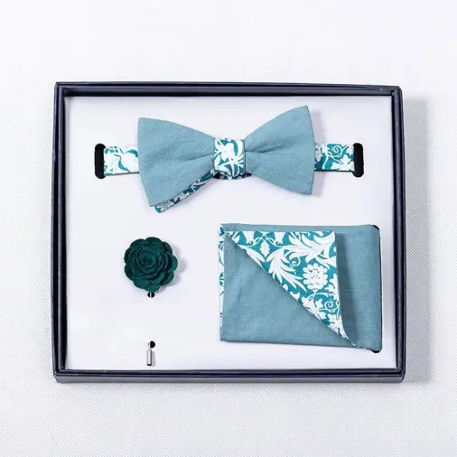 Wholesale Plain Color With Floral Bow Tie Sets For Men