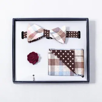 Hot Selling Good Quantity Plaid Two Designs Self Tie Bow Tie Sets For Men