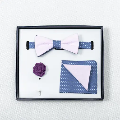 Best Sale Dot Color With Plain Bow Tie And Pocket Square Set Bow Tie Gift Set