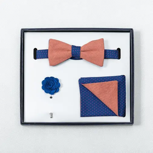 Best Sale Dot Color With Plain Bow Tie And Pocket Square Set Bow Tie Gift Set