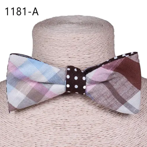 Fashion Reversible designs Wedding Bow Tie For Men Fashion Plaid Color With Plain Bow Tie