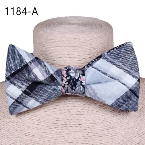 Fashion Reversible designs Wedding Bow Tie For Men Fashion Plaid Color With Plain Bow Tie