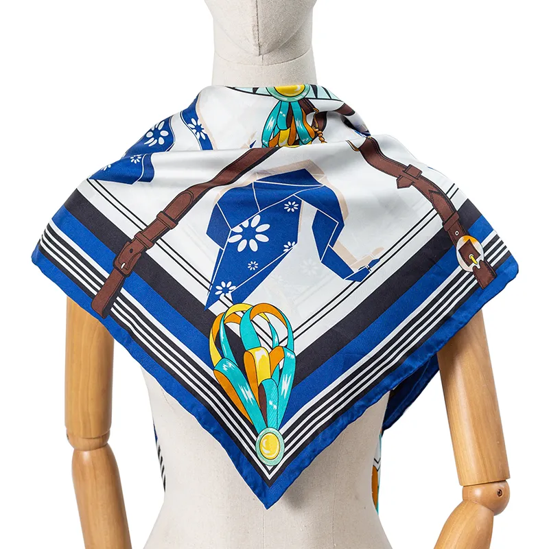 blue luxury silk scarf
