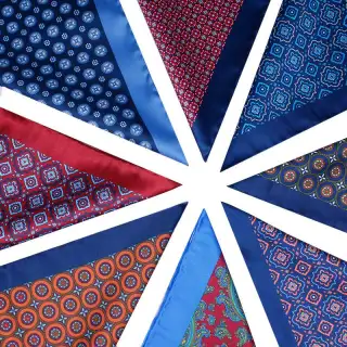 Wholesale silk like pocket squares for men digital print on silk pocket squares hand roll handkerchief