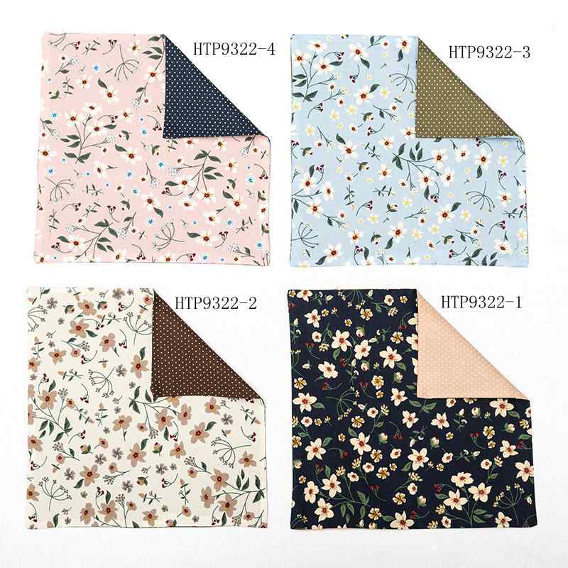 Cotton reversible custom pocket square mens handkerchief flowers