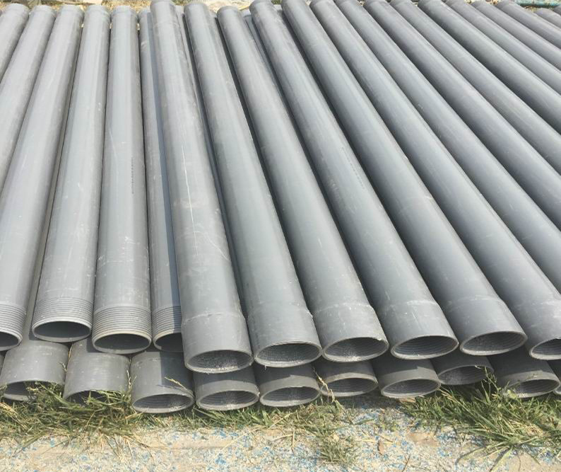PVC casing and screen pipes for water well drilling with thread
