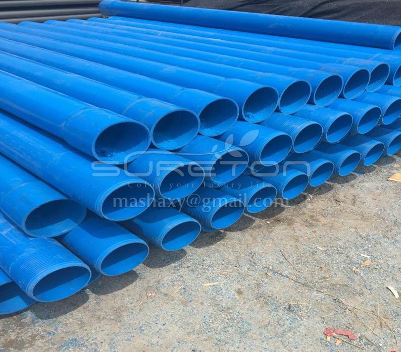 PVC casing and screen pipes for water well drilling with thread