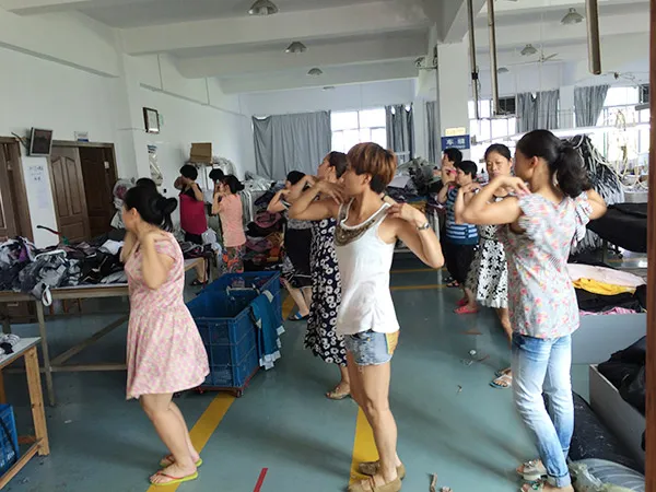 Dance in factory for employees' health and well-being