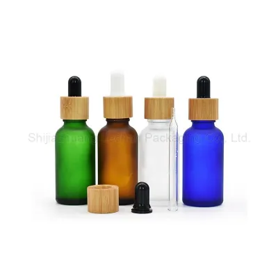 Échantillons gratuits bouteille d'huile essentielle en verre bleu vert clair ambre