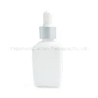 スポイトキャップ付き卸売琥珀色の透明な白い正方形のボトル