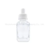 スポイトキャップ付き卸売琥珀色の透明な白い正方形のボトル
