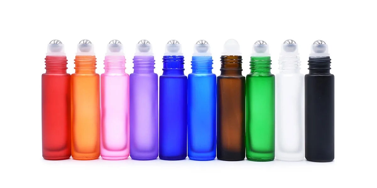 Low Price Colorful Glass Roll on Bottles with Roller Ball Lids