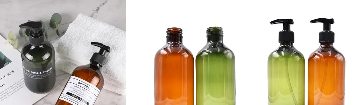 High Quality Green Amber PET Plastic Bottles Shampoo Bottle