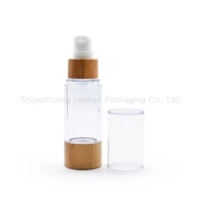 High Quality Bamboo Cap Bamboo Bottom Airless Plastic Bottles
