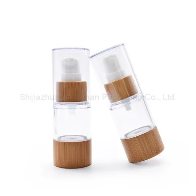 High Quality Bamboo Cap Bamboo Bottom Airless Plastic Bottles