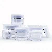 Pots de crème blanche d'approvisionnement d'usine avec des pots cosmétiques en plastique de bouchon à vis