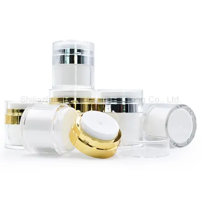 Pots cosmétiques privés d'air de crème cosmétique de pots en plastique blancs adaptés aux besoins du client