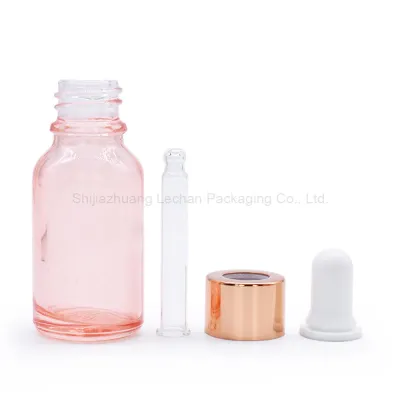 High quality pink glass essential oil bottle