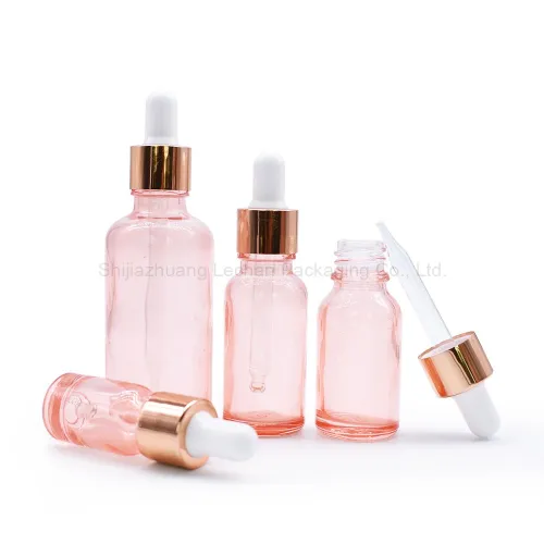 High quality pink glass essential oil bottle