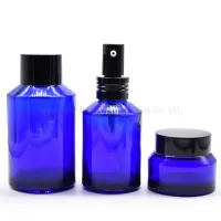 無料サンプル琥珀色、青、透明なガラス瓶、ふた付き高級香水瓶