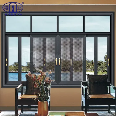 Fenêtre coulissante de cadre en aluminium de coupure non thermique avec la série de la moustiquaire 126 de fibre de verre
