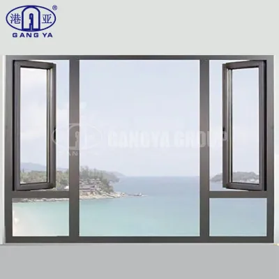 أحجام النوافذ ذات النوافذ الجانبية القياسية نافذة بابية الألومنيوم مع سلسلة 68 من الزجاج المقسى