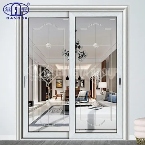Hotel de lujo de alta calidad para trabajo pesado, 2,0 mm de espesor, puerta principal deslizante de vidrio con marco de aluminio, puerta serie 50