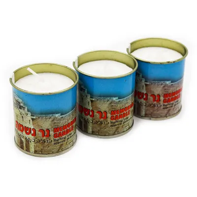 1 Day Jewish Memorial Tin Candle for Israel Market