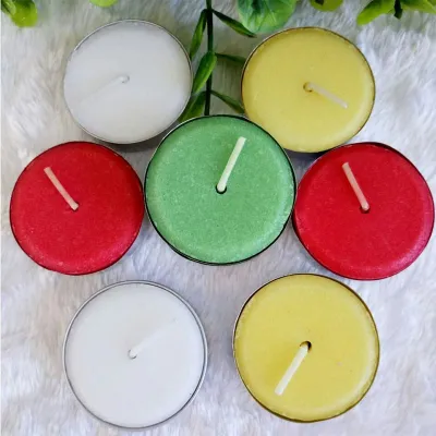 Paquete de 50 velas de luz de té de color de cera de parafina votiva colorida
