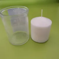 جرة شفافة شفافة من شمع البارافين المضغوط لون أبيض شمعة كأس زجاجي ليوم واحد