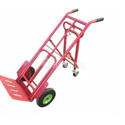 DURHAND Trolley Hand Trucks 6-Wheels Foldable Load Cart Steel Red Groceries 1160835