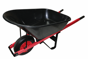 WB7801 Garden Lawn Rolling Cart Carrier Rubber Grips Poly Tray Contractor Wheelbarrow