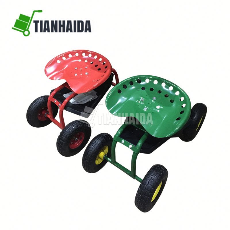 Adjustable seat storage garden work seat cart/hand trolley TC4501