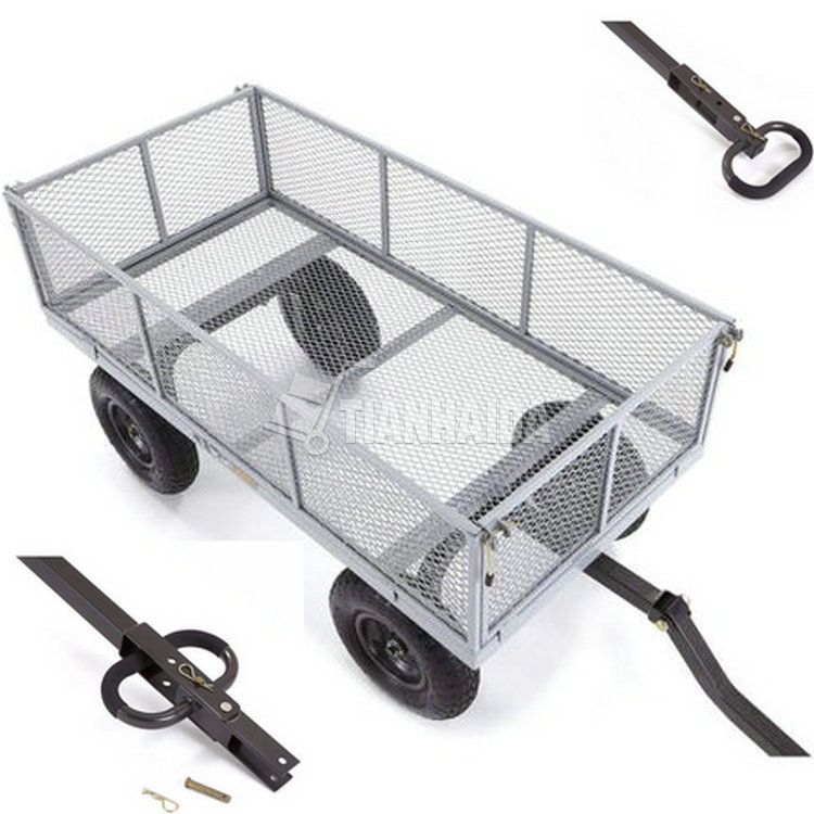 Heavy-Duty Steel Yard Dump Wagon Utility Cart with Removable Sides GOR1000