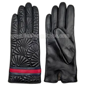 Fashion design colorful women's real glove leather with quilting stitching on back