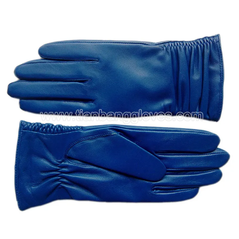 leather glove for women with ruched cuff
