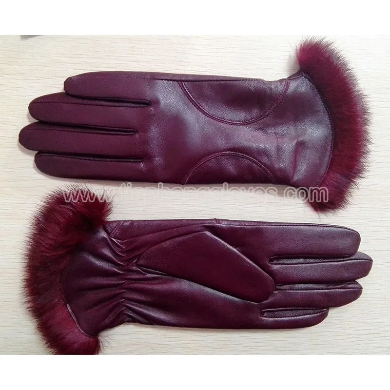 claybank women's leather glove with fur cuff