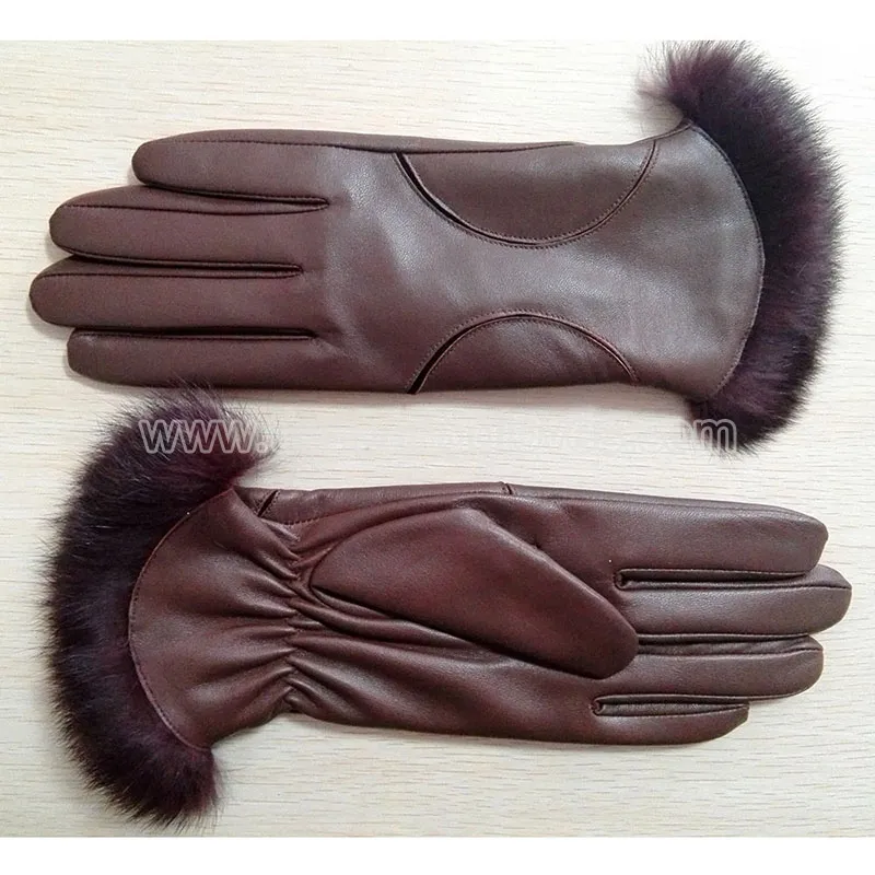 claybank women's leather glove with fur cuff
