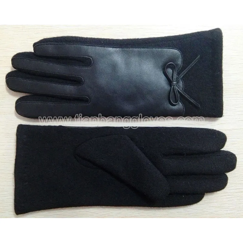 fleece lined dress wool glove for women