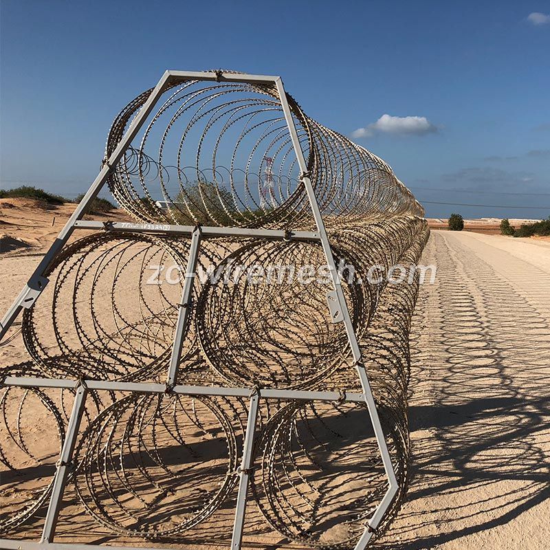 Diagonal Razor Wall razor wire mobile security barrier