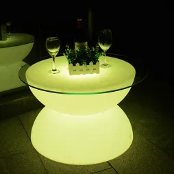 PE Round top LED cocktail table for outdoor and indoor use