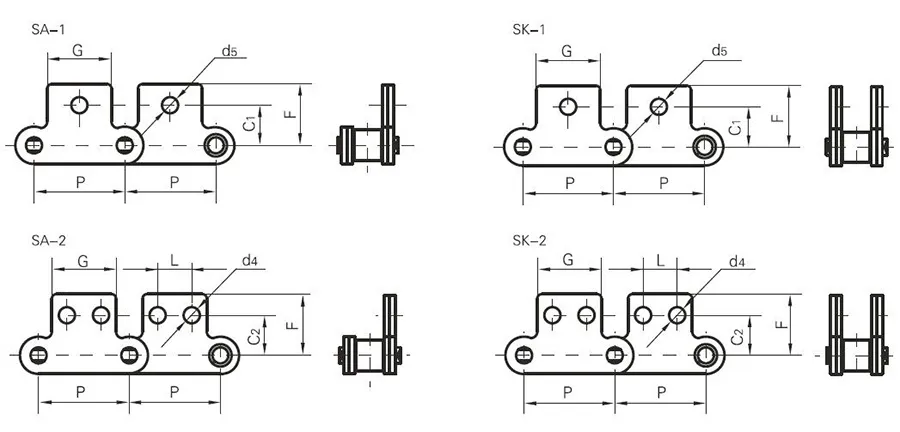 Double Pitch Conveyor Chain with Attachment
