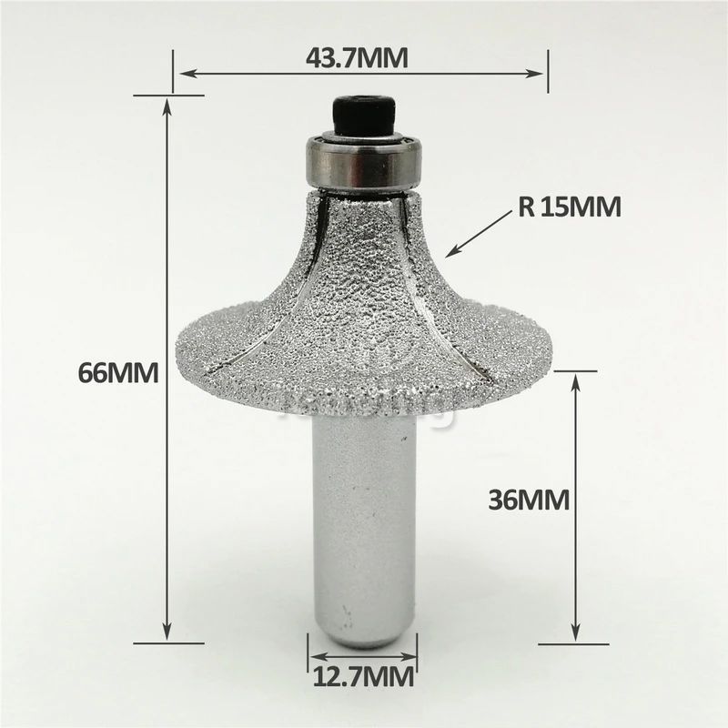 Radius Brazed Router Bit 1/2 Inch Shank with Bearing for marble glass granite natural stone bullnose edge shaping