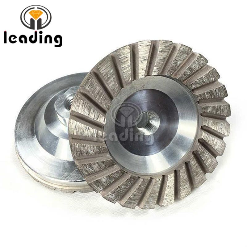 Aluminium Turbo Diamond Grinding Cup Wheels dengan utas M14 atau 5/8 
