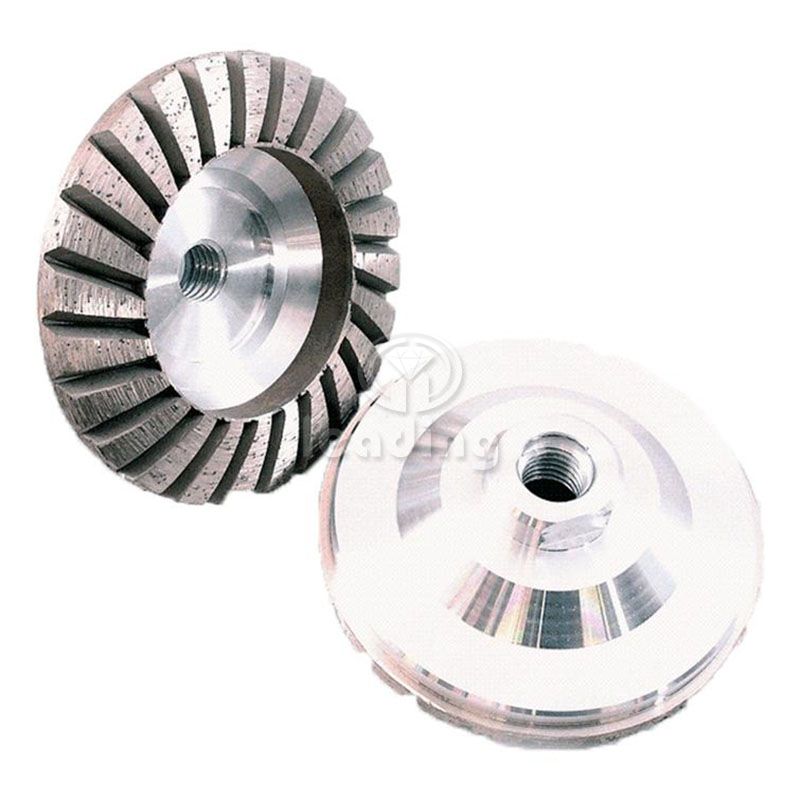 Meules boisseaux turbo diamantées en aluminium avec filetage M14 ou 5/8